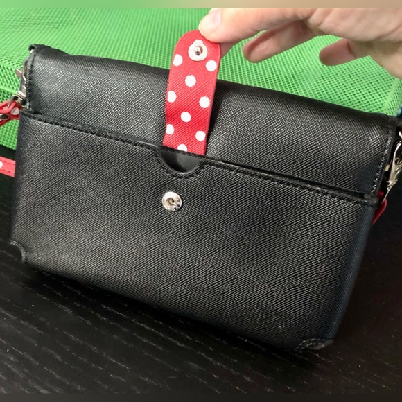Disney Parks Minnie Mouse Polk-a-Dot Embroidered Crossbody Bow Wallet NWOT - Picture 6 of 9
